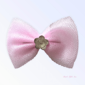 Tulle & Crystal Flower Barette (Color: Pink)