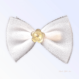 Tulle & Crystal Flower Barette (Color: White)