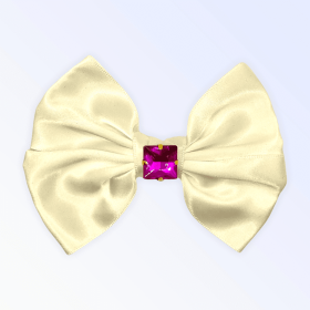 Glass Diamond Rhinestone Bow- Short (Color: White)